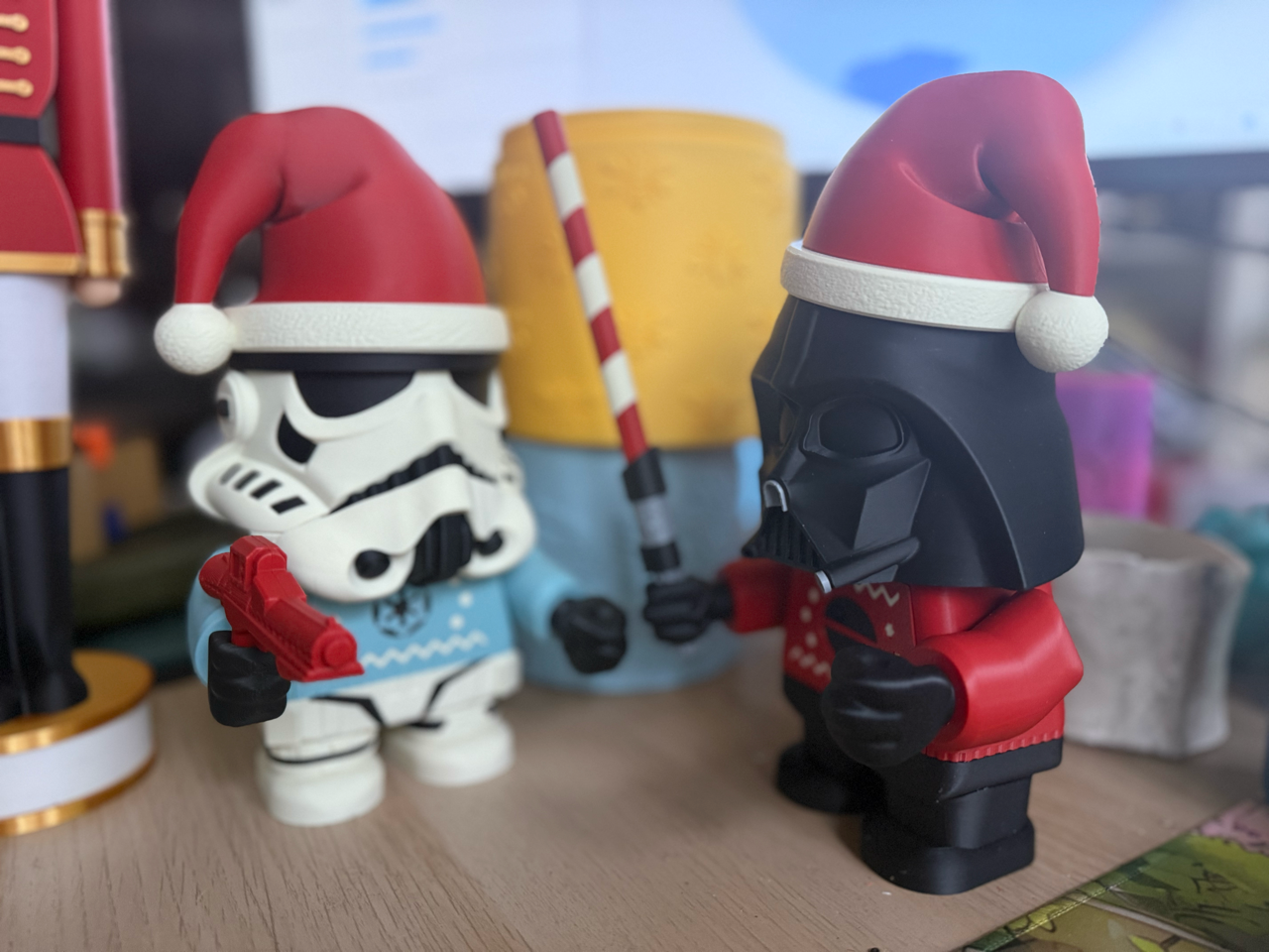 3D Printed Chunk Vader and Trooper!  Christmas Geekery at its finest.