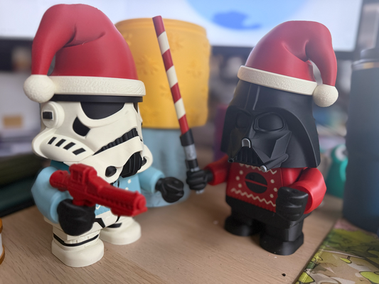 3D Printed Chunk Vader and Trooper!  Christmas Geekery at its finest.